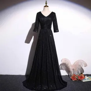Stylish Sparkling V-Neck Banquet Evening Dress