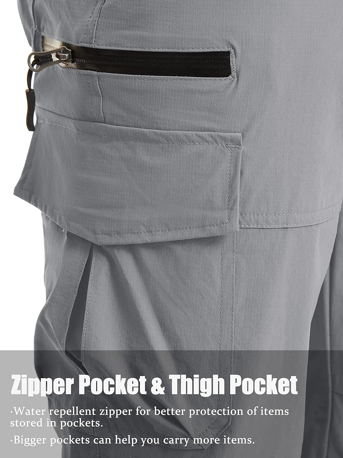 TACVASEN Men's Capri Pants 7 Pockets 3/4 Quick Dry Water Resistant Workout Hiking Summer Long Cargo Shorts Below Knee