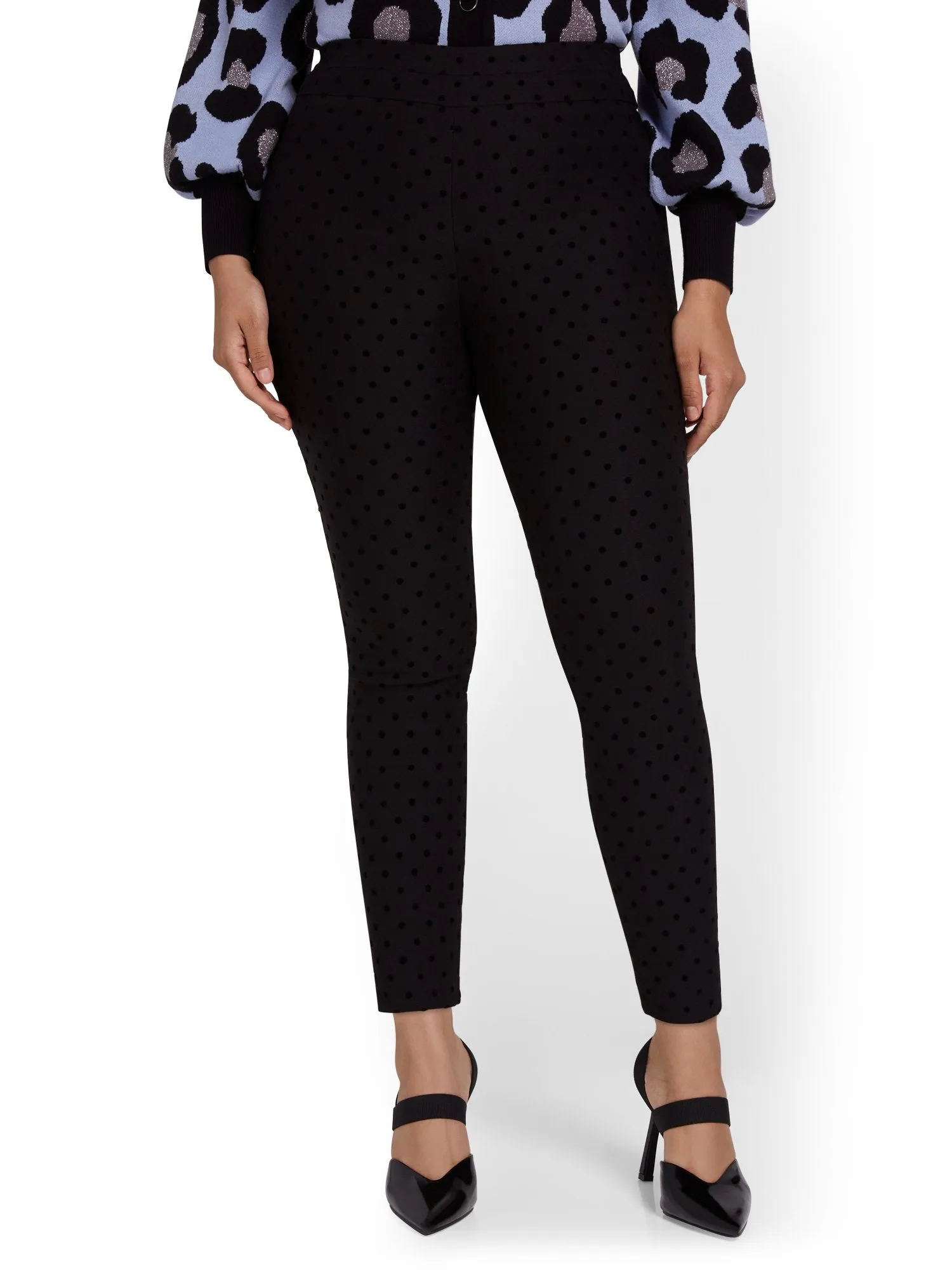 Tall Whitney High-Waisted Pull-On Slim-Leg Pant - Dot-Print