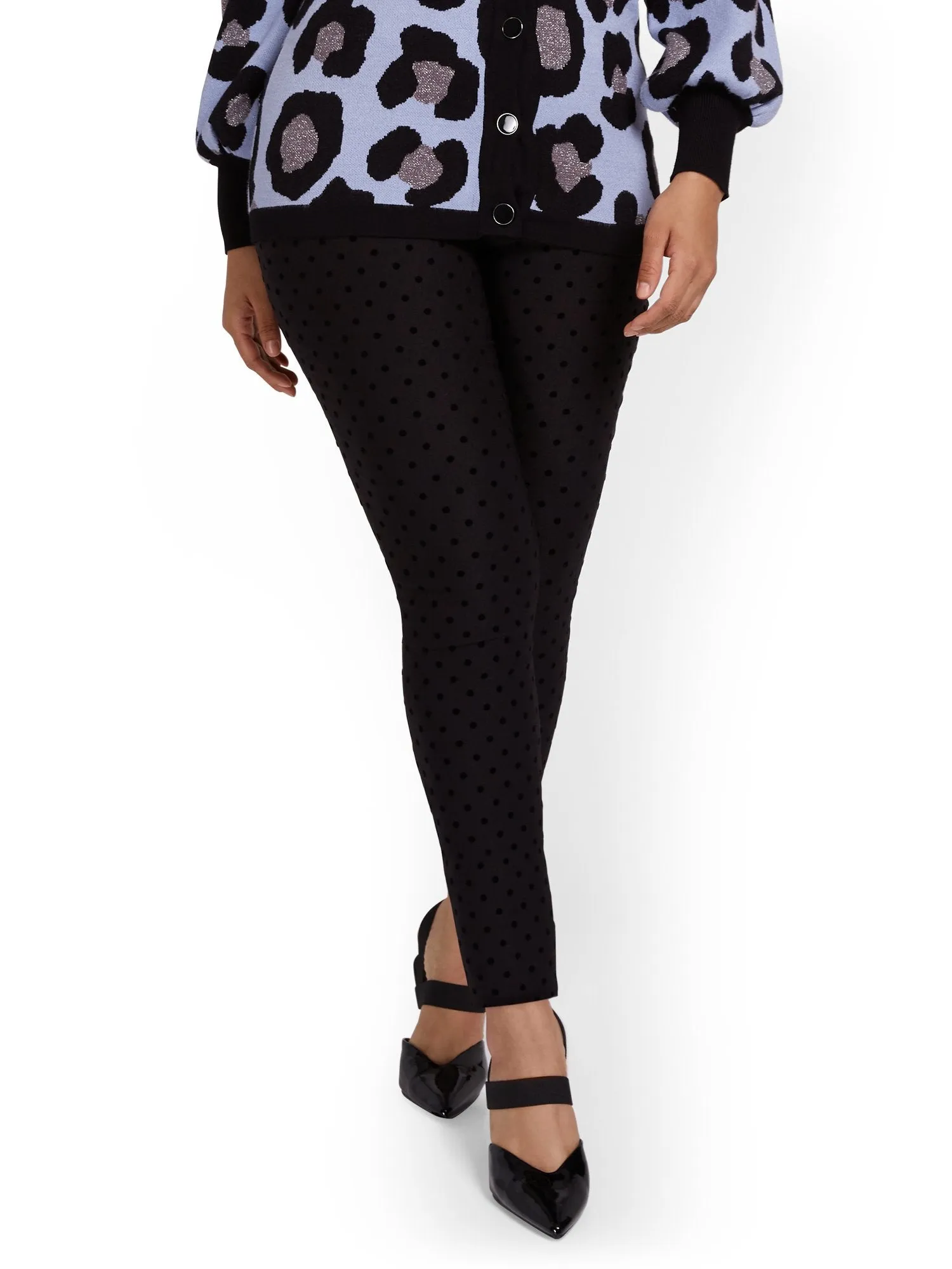 Tall Whitney High-Waisted Pull-On Slim-Leg Pant - Dot-Print