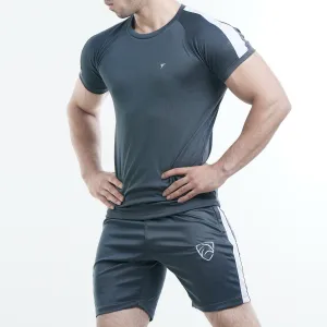 Tf-Charcoal Summer Tracksuit With White Panel and Shorts