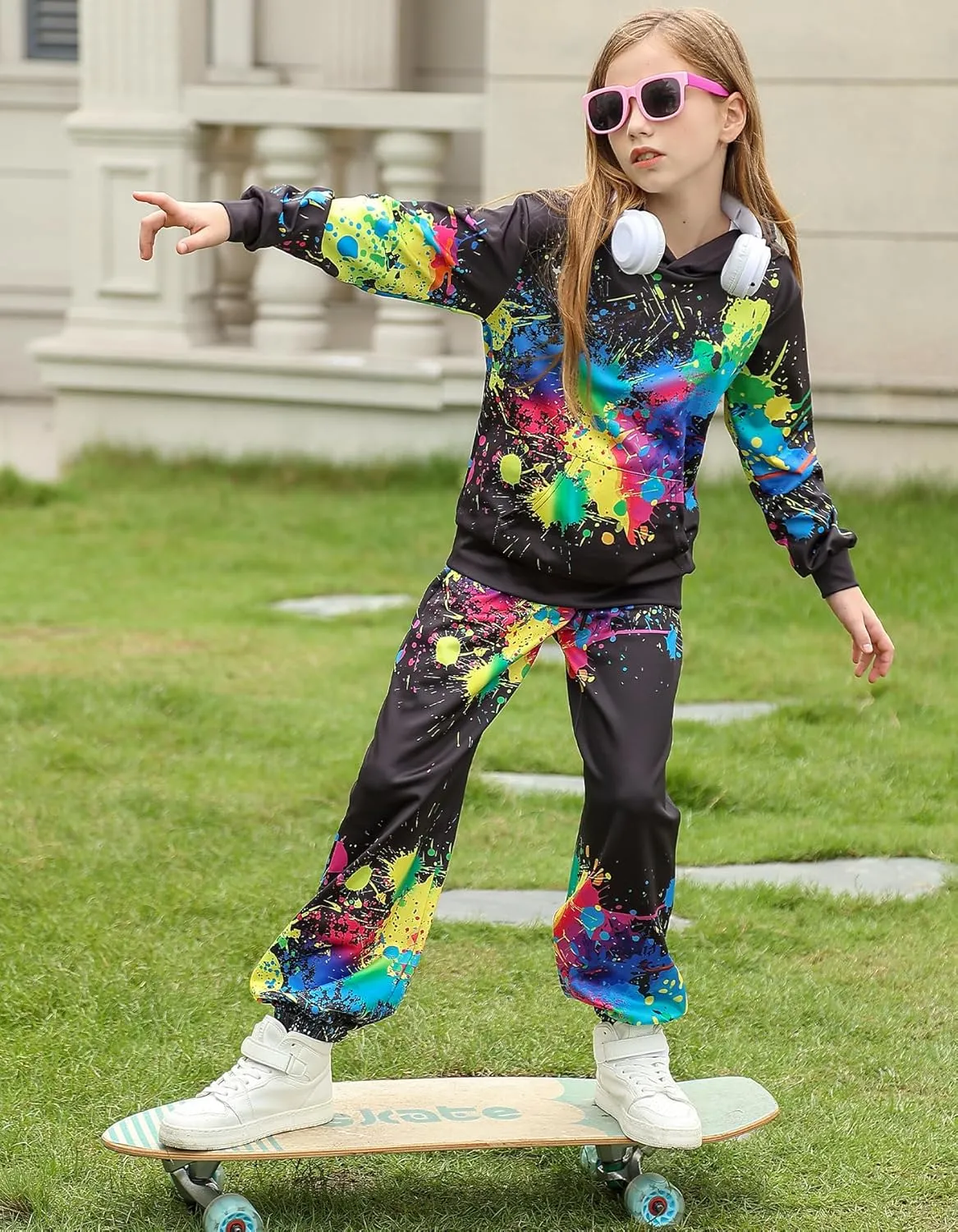 uideazone Boys Girls 2 Pcs Tracksuit Outfit Hoodie Sweatshirt & Sweatpant Sweatsuit Clothing Sets for Kids 7-14T