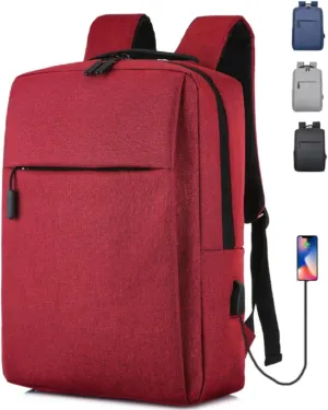 Unisex Premium Travel Laptop Backpack with USB Charging Port, Water-Resistant Carry-On Backpack for Men & Women - Fits 15.6 Laptops, Airplane Approved, Work & College Essentials. (Viking Red)