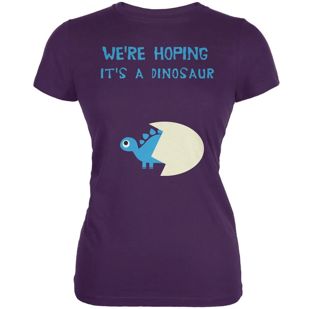 We're Hoping It's a Dinosaur Boy Leaf Juniors Soft T-Shirt