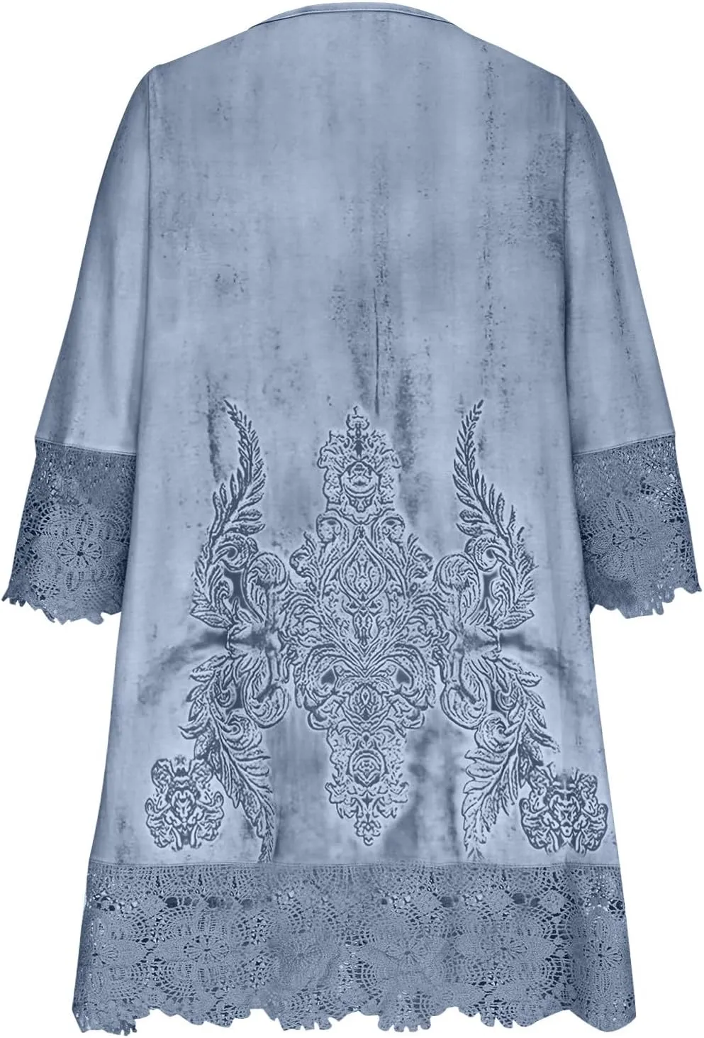 Women's Vintage Embroidered Midi Dress, 3/4 Sleeve V-Neck Half Button Elegant Dresses Fashion Hollow Out Loose Clothes