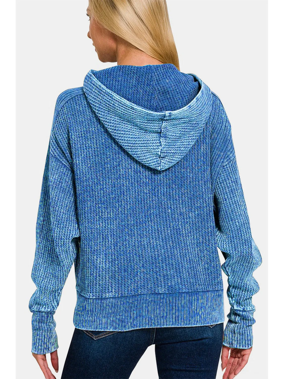 Zenana Washed Zip Up Hooded Jacket